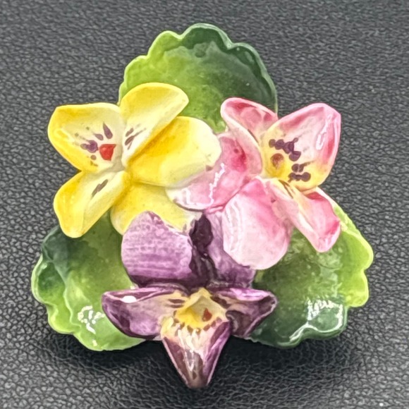 Cara China Jewelry - Cara China Brooch Women OS Multicolor Staffordshire Porcelain Floral Pansy Pin